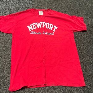 Vibrant Red Short Sleeve Tee with Newport Design